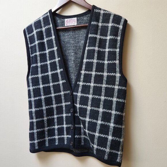Pendleton 100% wool grid print sweater vest / L - Picture 2 of 5